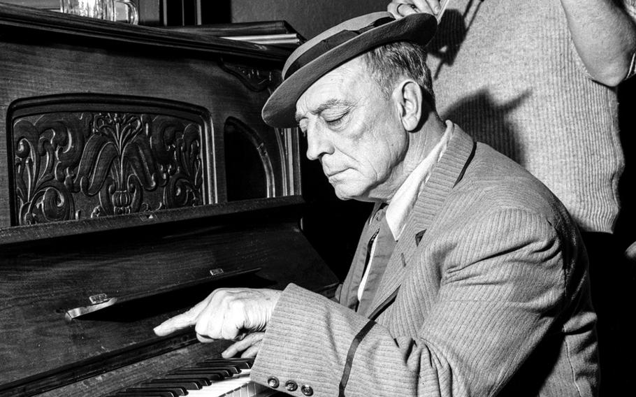 Buster Keaton at the piano, 1962